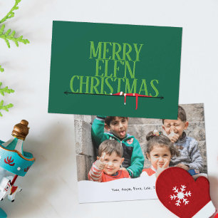 Carte de Noël photo avec panneau de bienvenue aux