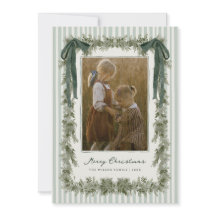 Carte de Noël photo avec ruban et rayures en velou
