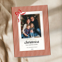 Carte de Noël photo avec ruban rouge