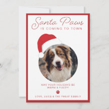 Carte de Noël photo avec Santa Paws pour animaux d