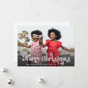 carte de Noël photo avec un joli script blanc