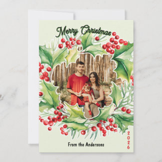 Carte de Noël photo Couronne festive 3