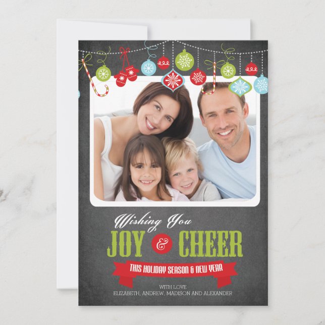 Carte de Noël photo de famille au tableau noir mig (Devant)