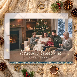 Carte de Noël photo de famille nordique cosy