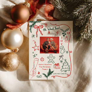 Carte de Noël Photo de Fêtes Dessinée à la Main de