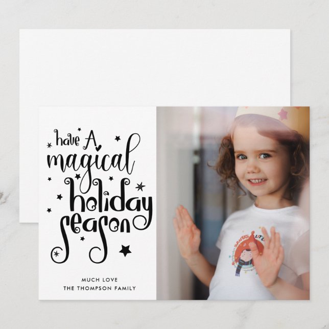 Carte de Noël photo de la saison des fêtes magique (Devant / Derrière)