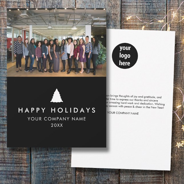 Carte de Noël photo de l'équipe d'affaires (Business Team Photo Logo Photo Christmas Card)