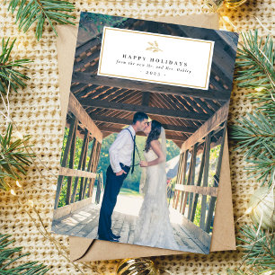 Carte de Noël photo de mariage joyeux et heureux