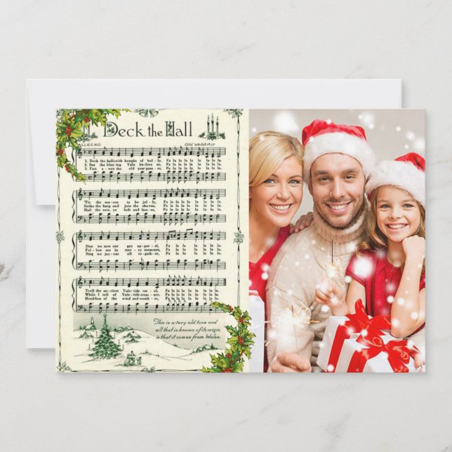 Carte de Noël photo de Noël Deck the Hall (Devant)
