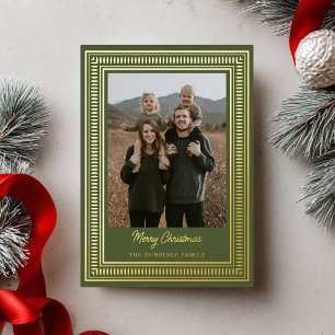 Carte de Noël photo de vacances avec cadre doré mo
