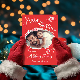Carte de Noël photo Doodle à main vive