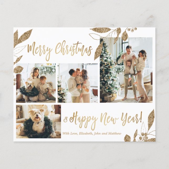 Carte de Noël photo élégante et économique avec fe (Devant)