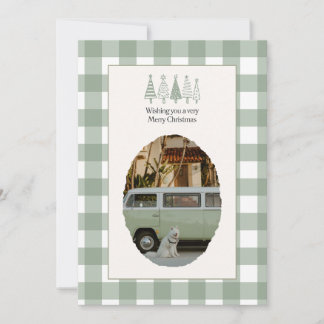 Carte de Noël photo en gingham vert