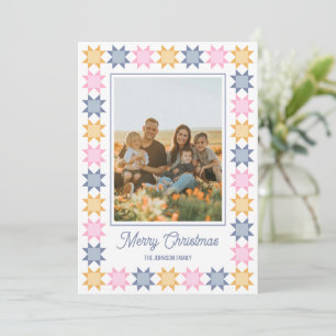 Carte de Noël photo encadrée patchwork étoile de N