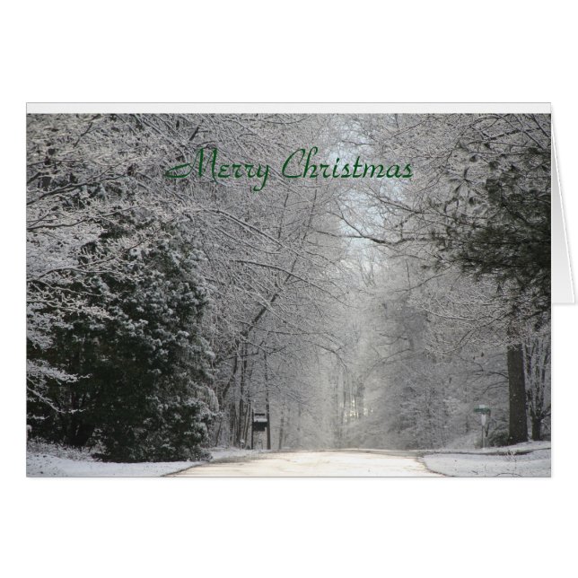 Carte de Noël, photo haute définition Snowy Scene (Devant horizontal)