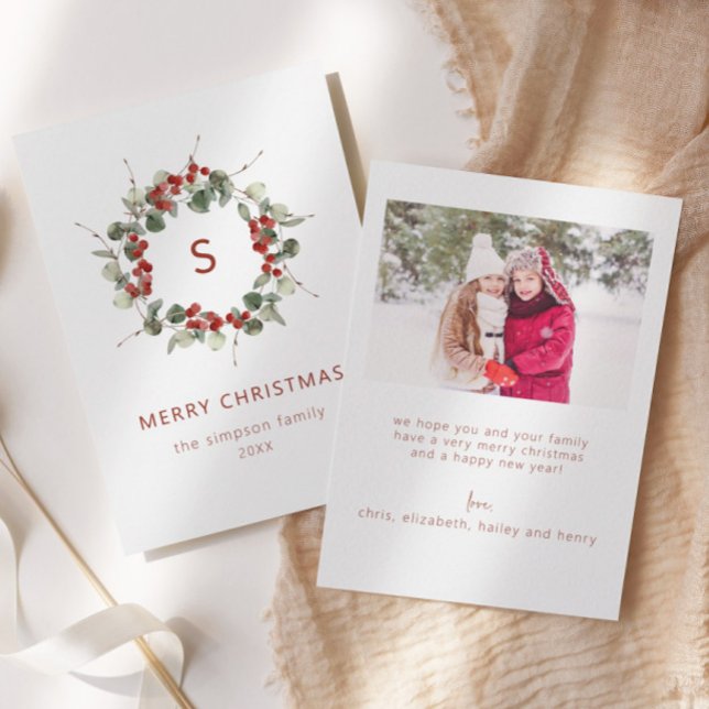 Carte de Noël photo initiale de famille élégante (Créateur téléchargé)