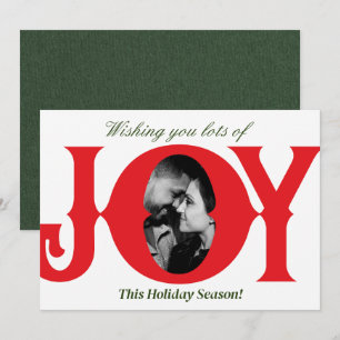 Carte de Noël photo JOIE Fêtes Rouge & Vert Blanc