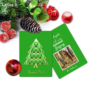Carte de Noël photo Joyeux Noël Holly Green
