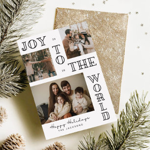 Carte de Noël photo minimale Joy To The World