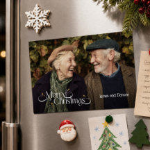 Carte de Noël photo minimaliste souvenir aimanté