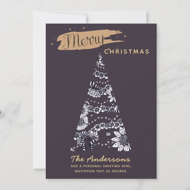 Carte de Noël photo moderne - Arbre Mauve Arty (Devant)