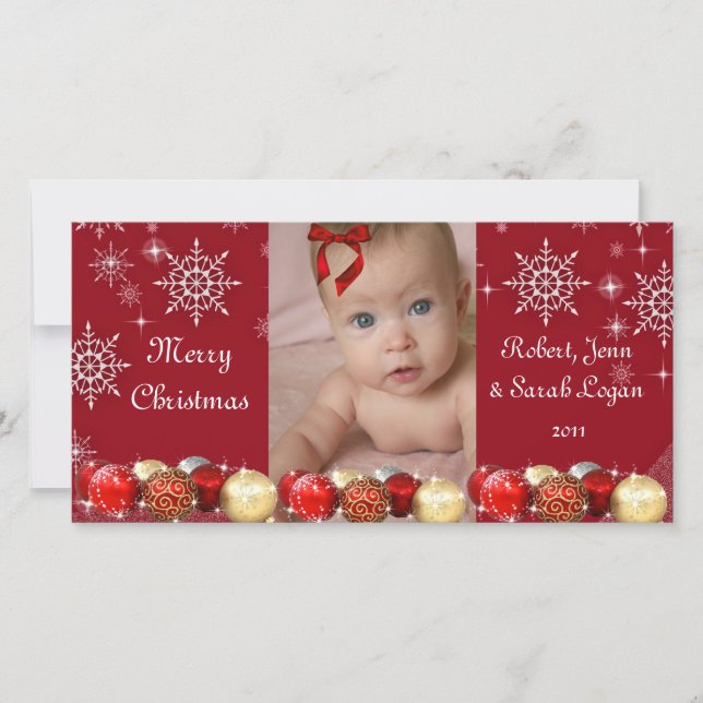 Carte de Noël photo, personnalisée (Devant)
