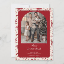 Carte de Noël photo personnalisée avec un nœud rou