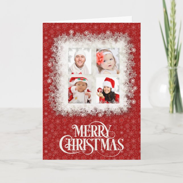 Carte de Noël photo Red Snowflake (Devant)