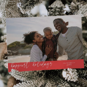 Carte de Noël Photo Rouge avec Texte "Meilleurs Vœ