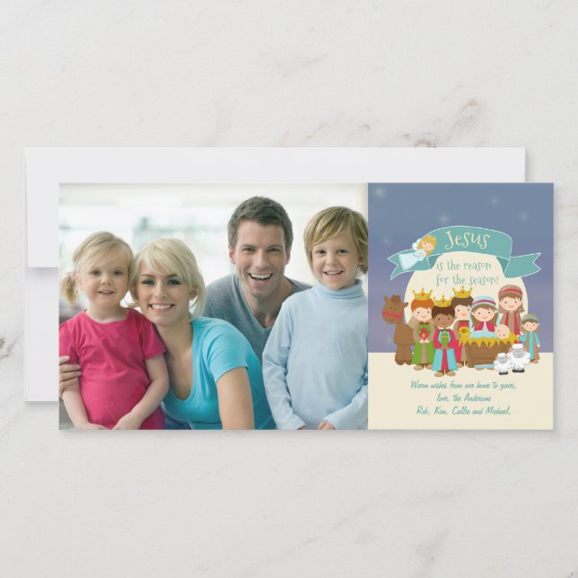 Carte de Noël photo - Scène de la Nativité (Devant)