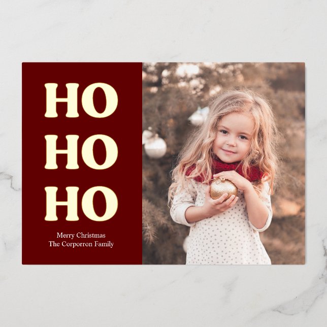 Carte de Noël photo simple | Ho Ho Ho (Recto)