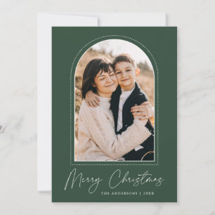 Carte de Noël Photo sous Arche enneigée Verte