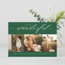 Carte de Noël Photo Une Vie Merveilleuse Vert