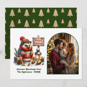 Carte de Noël Photographique de Hérisson de la For