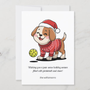 Carte de Noël Pickleball Drôle Chien Votre Texte P