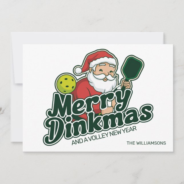 Carte de Noël Pickleball Santa Merry Dinkmas perso (Devant)