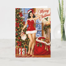 Carte de Noël Pin-Up Vintage
