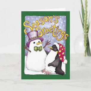 Carte de Noël Pingouin des neiges