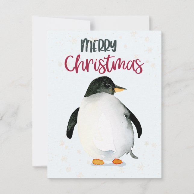 Carte de Noël Pingouin Watercolor (Devant)