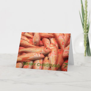 Carte de Noël Pink/Orange Fish Merry