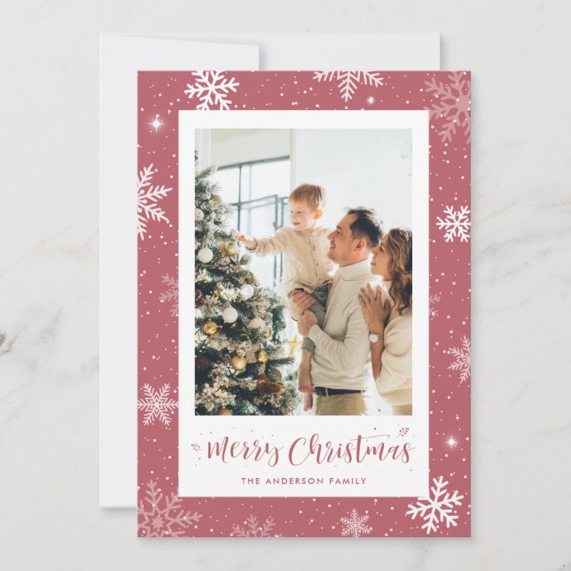 Carte de Noël Pink Snowflake (Devant)