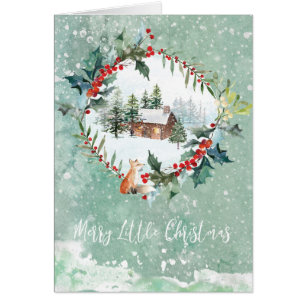 Carte de Noël pittoresque de neige d'hiver de