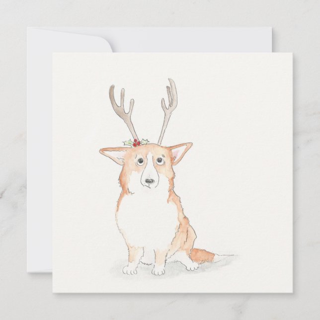Carte de Noël plat Corgi (Devant)