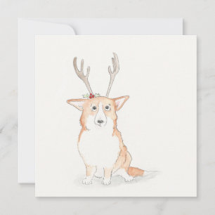 Carte de Noël plat Corgi