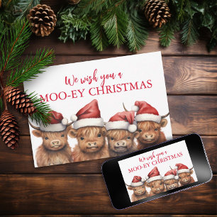 Carte de Noël plat Highland Cow