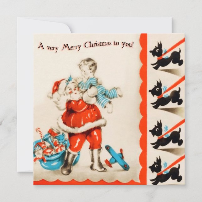 Carte de Noël Plat pour Chiens de Père Noël et Sco (Devant)