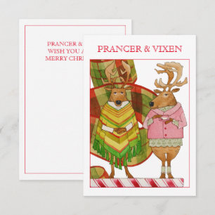Carte de Noël plat PRANCER VIXEN 3.5x5