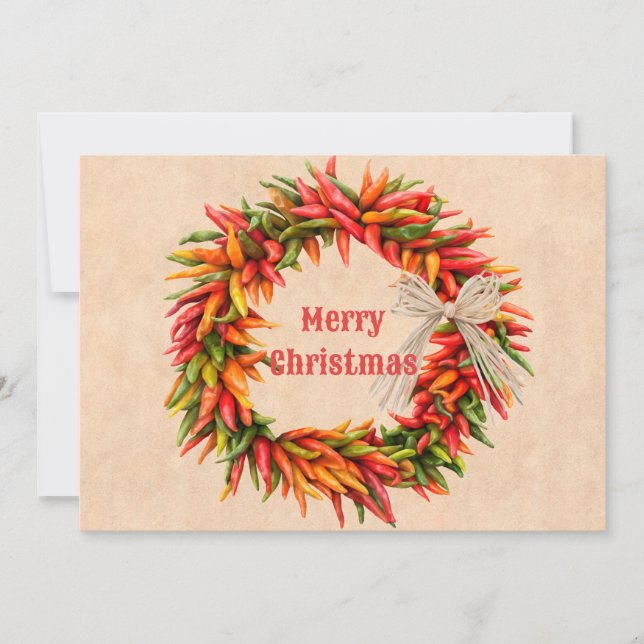 Carte de Noël plat Ristra Wreath dans le sud-ouest (Devant)