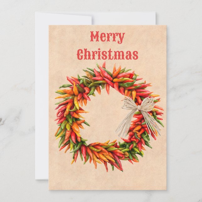 Carte de Noël plat Ristra Wreath dans le sud-ouest (Devant)
