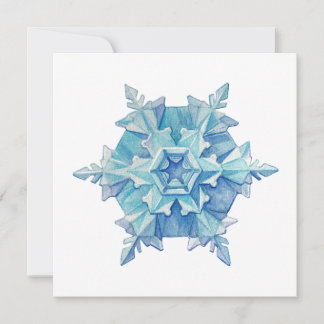 Carte de Noël plate à motif flocon de neige aquare